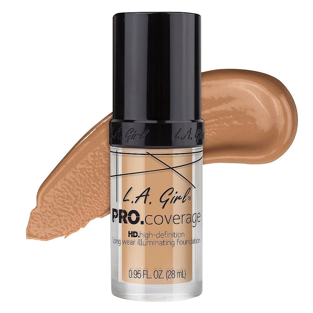 L.A. Girl Pro Coverage HD Long Wear Illuminating Liquid Foundation, 28ml,  GLM644 Natural - Front View