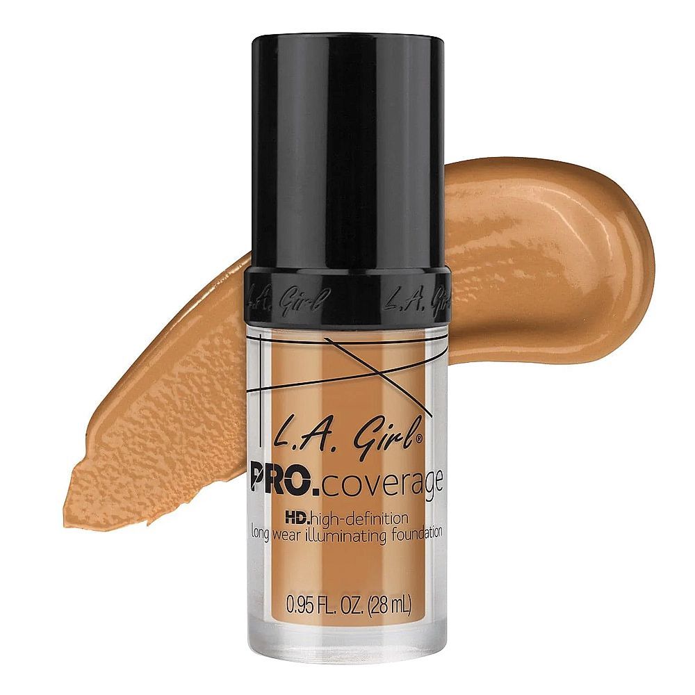 L.A. Girl Pro Coverage HD Long Wear Illuminating Liquid Foundation, 28ml,  GLM645 Nude Beige - Front View