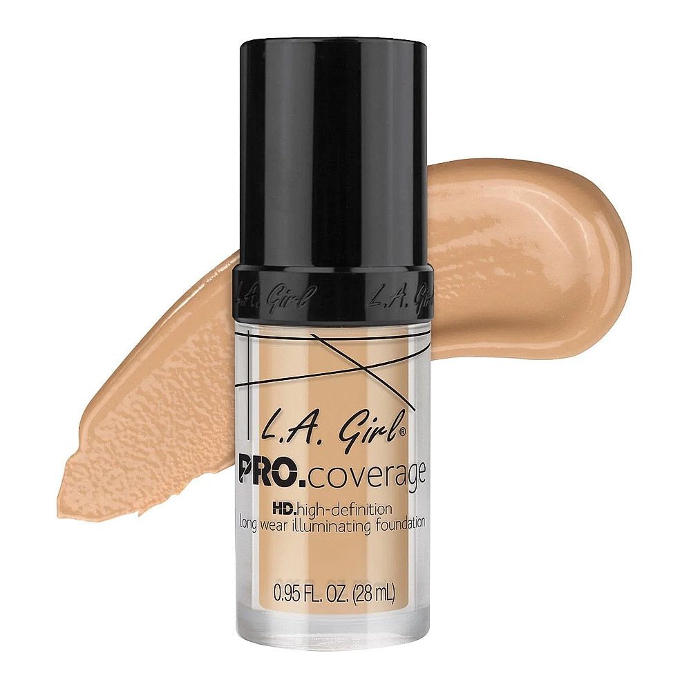 L.A. Girl Pro Coverage HD Long Wear Illuminating Liquid Foundation, 28ml,  GLM642 Fair - Front View