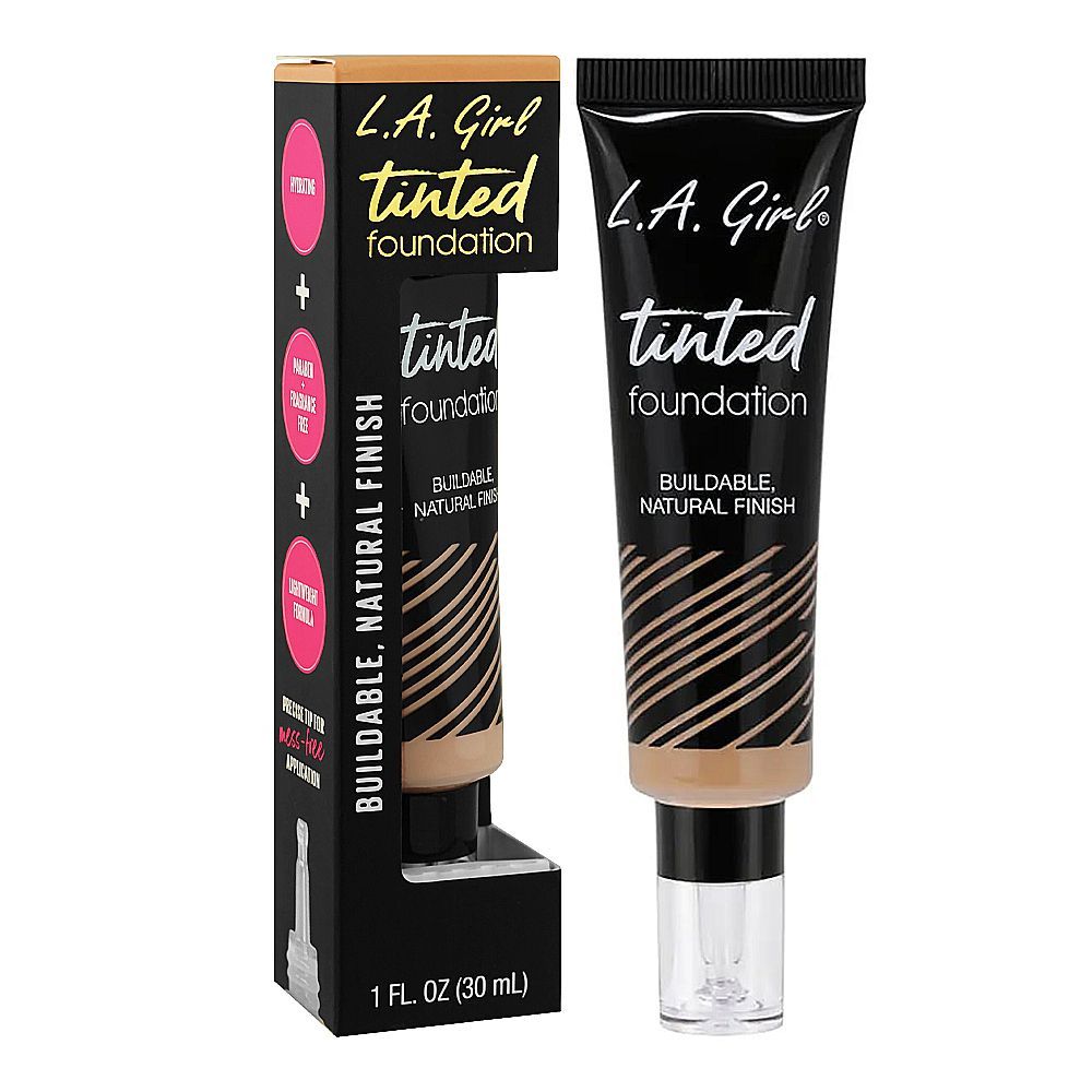 L.A. Girl Tinted Liquid Foundation, 30ml, GLM760 Warm Sand - Front View
