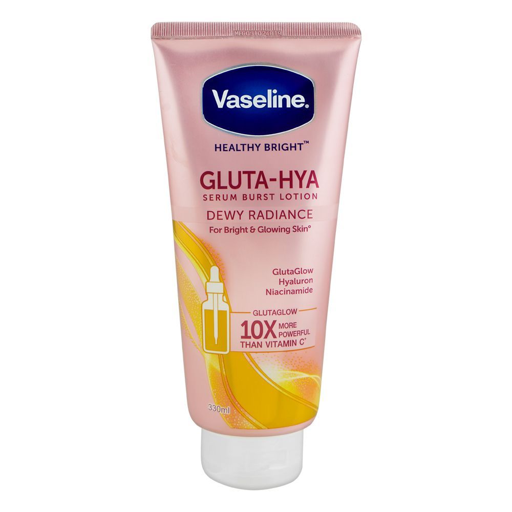 Vaseline Healthy Bright Gluta-Hya Dewy Radiance Serum Burst Body Lotion, 330ml -  Front View