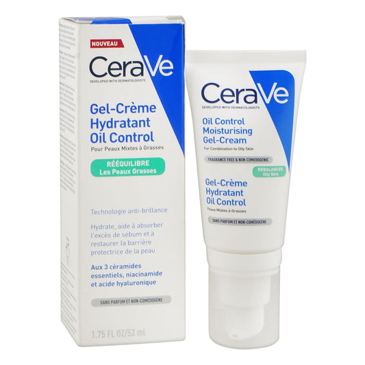 CeraVe Oil Control Gel-Cream Moisturizer, Fragrance Free, For Oily to Combination Skin, 52ml -  Front View