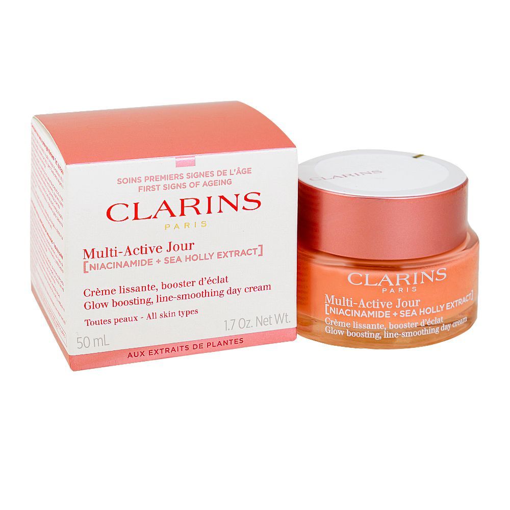Clarins Paris Multi-Active Face Day Cream with Niacinamide+Sea Holly Extract, For All Skin Types, 50ml -  Front View