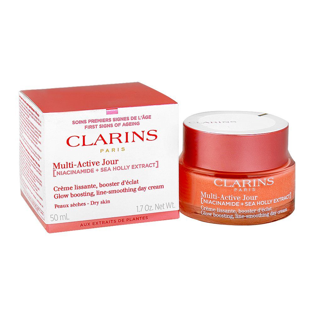 Clarins Paris Multi-Active Face Day Cream with Niacinamide+Sea Holly Extract, For Dry Skin, 50ml -  Front View