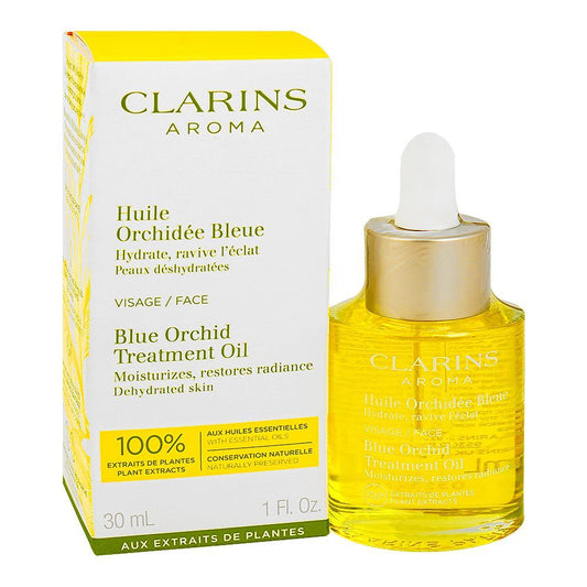 Clarins Aroma Blue Orchid Face Treatment Oil, Restores Radiance, For Dry & Dehydrated Skin, 30ml - Front View