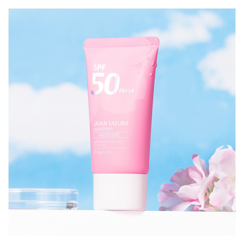 Laikou Sakura Moisturizing & Lightweight Sunscreen, UV Protection,  SPF50, PA+++, 50g, LK83755F - Front View