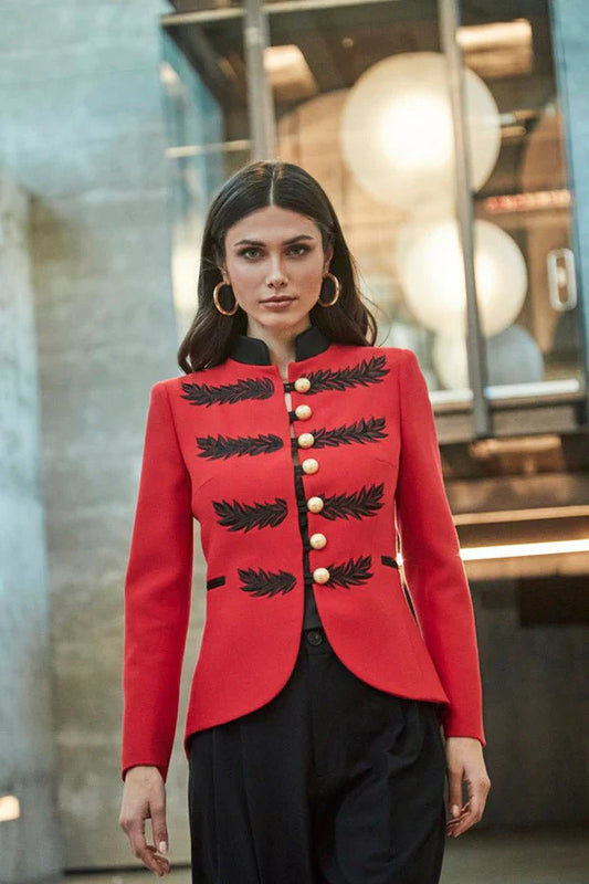 Ace Black Red Military Women Blazer