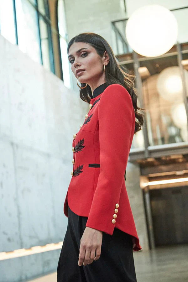 Ace Black Red Military Women Blazer