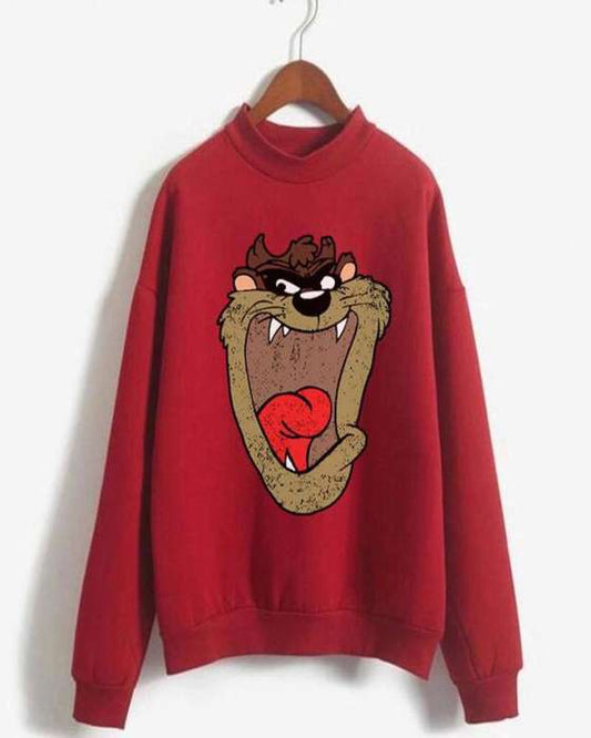 Cartoon Printed Sweat Shirt For womens - AceCart Warm Hooded Sweatshirt in Maroon