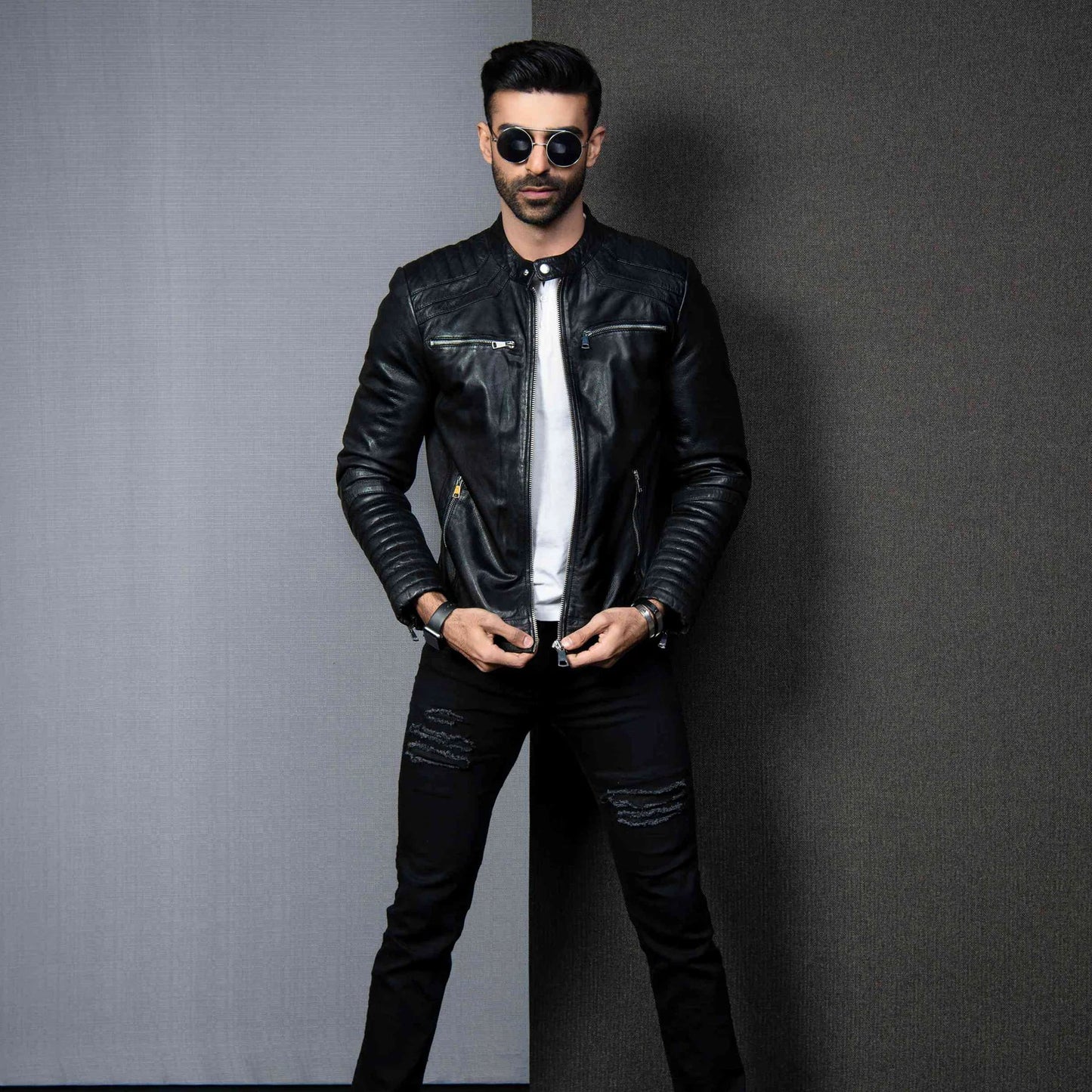 Biker Style Genuine Men's Leather Jacket