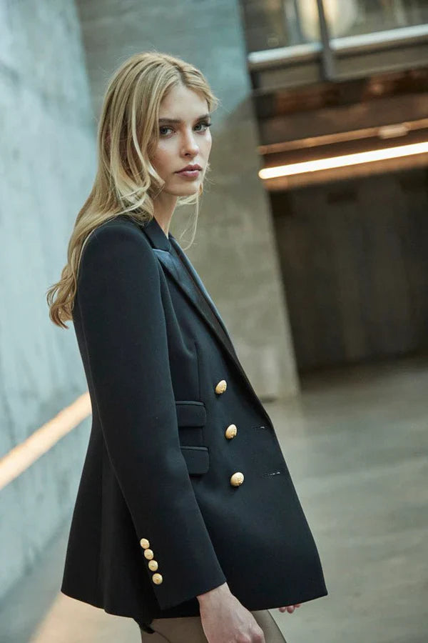 Ace Double-Breasted Blazer with Satin Lapel