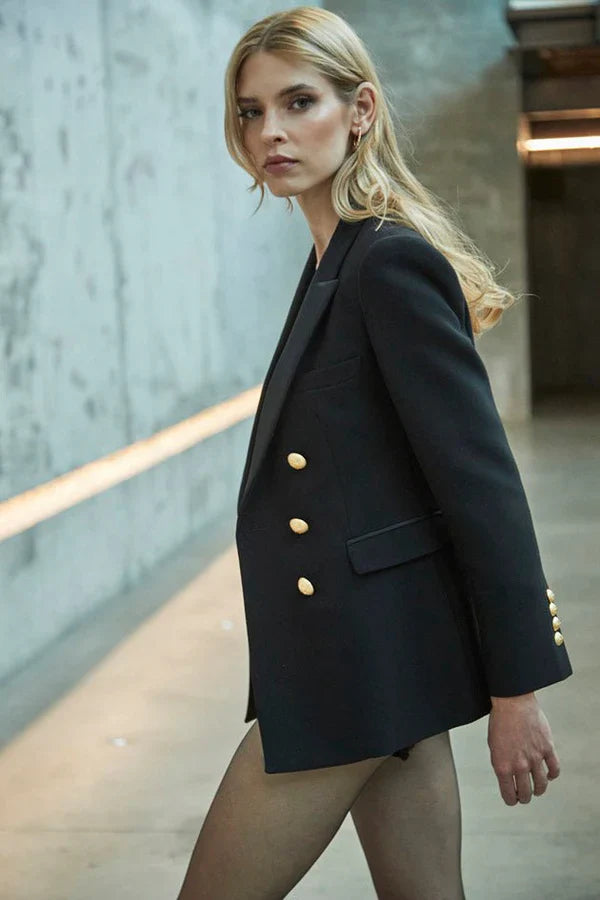 Ace Double-Breasted Blazer with Satin Lapel