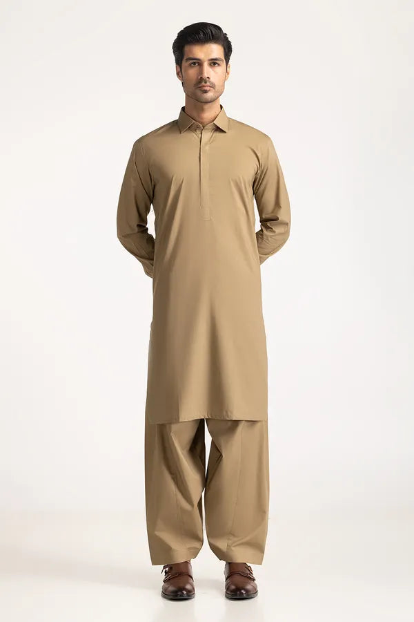 Camel Cotton Shalwar Kameez