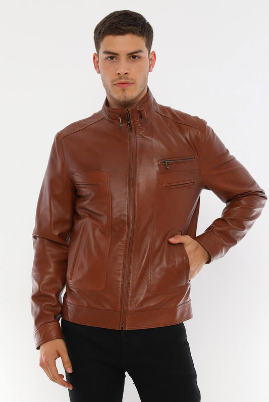 Pedro Tan Leather Jacket For Men