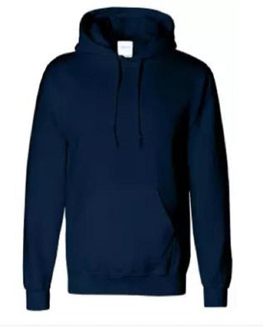 Navy Blue Cotton Plain Hoodie Sweatshirt For Mens