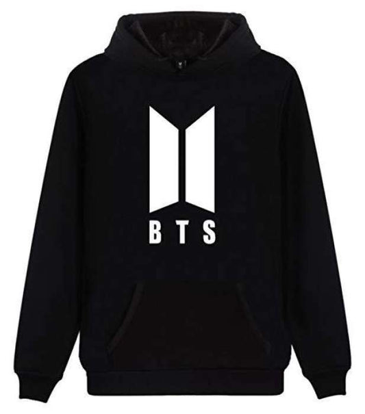 Fleece Cotton BTS Hoodie For Women Black export quality for women - AceCart Warm Hooded Sweatshirt in Black