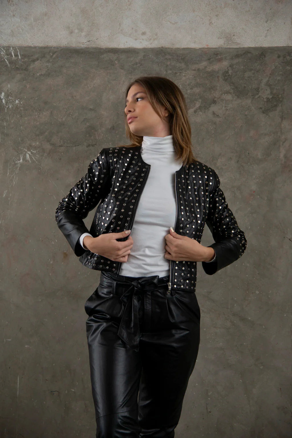 Black Julia Biker Leather Jacket