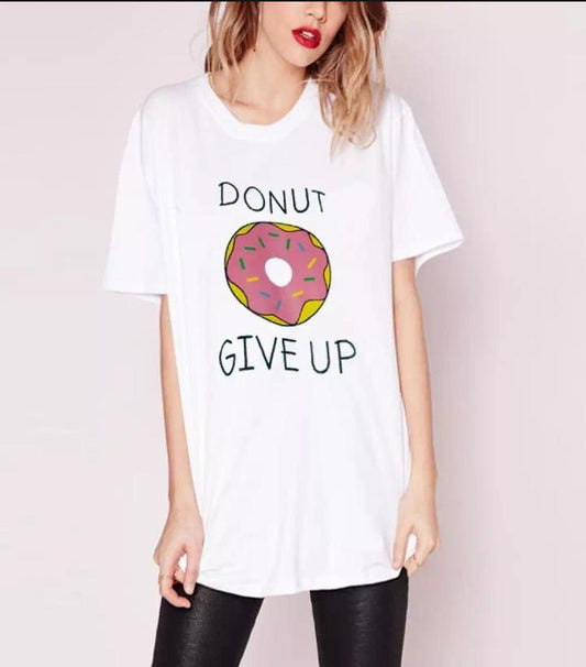 White Cotton Printed Tshirt For Women - Front View - AceCart