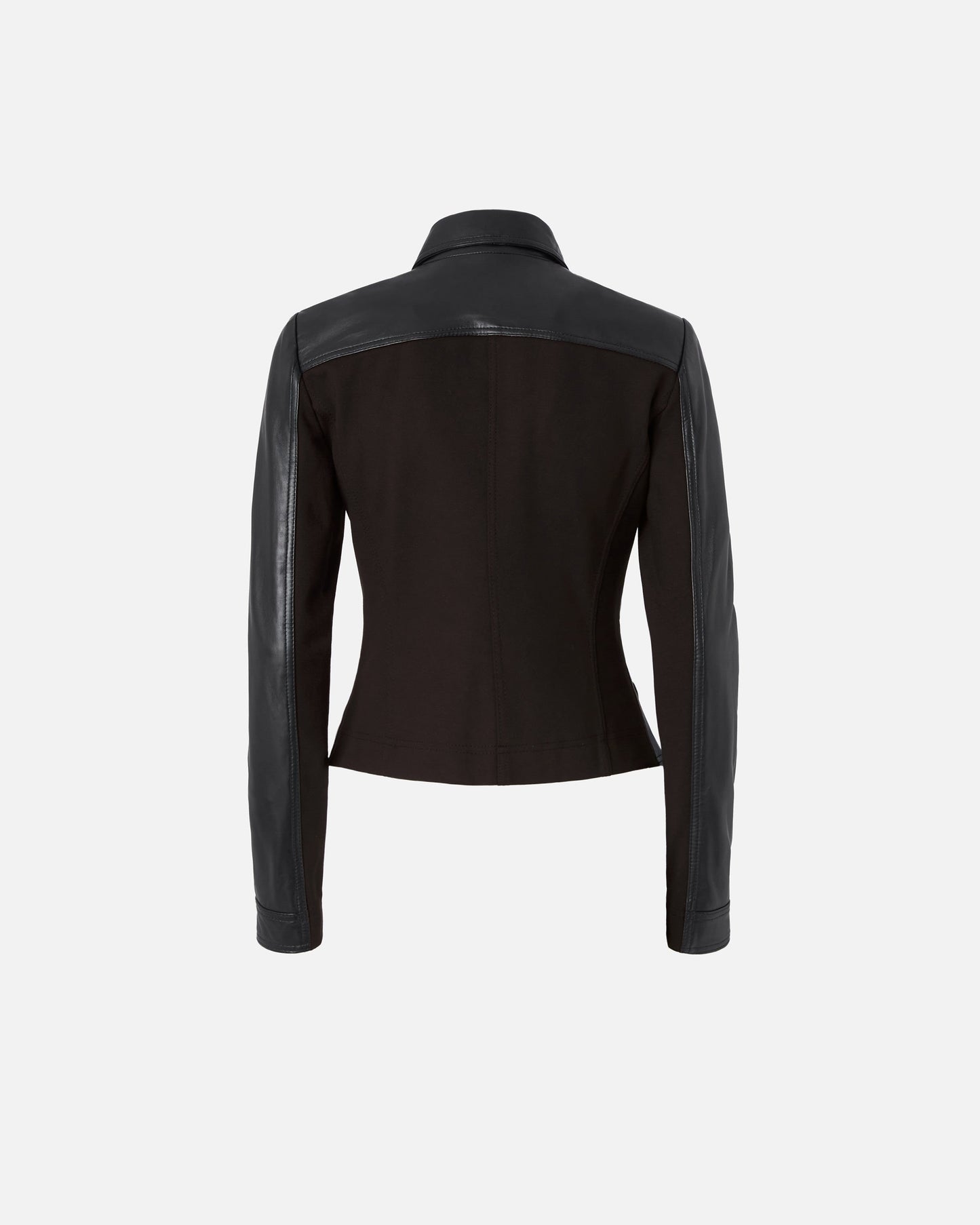 Genuine Leather & Performance Fabric Biker Jacket