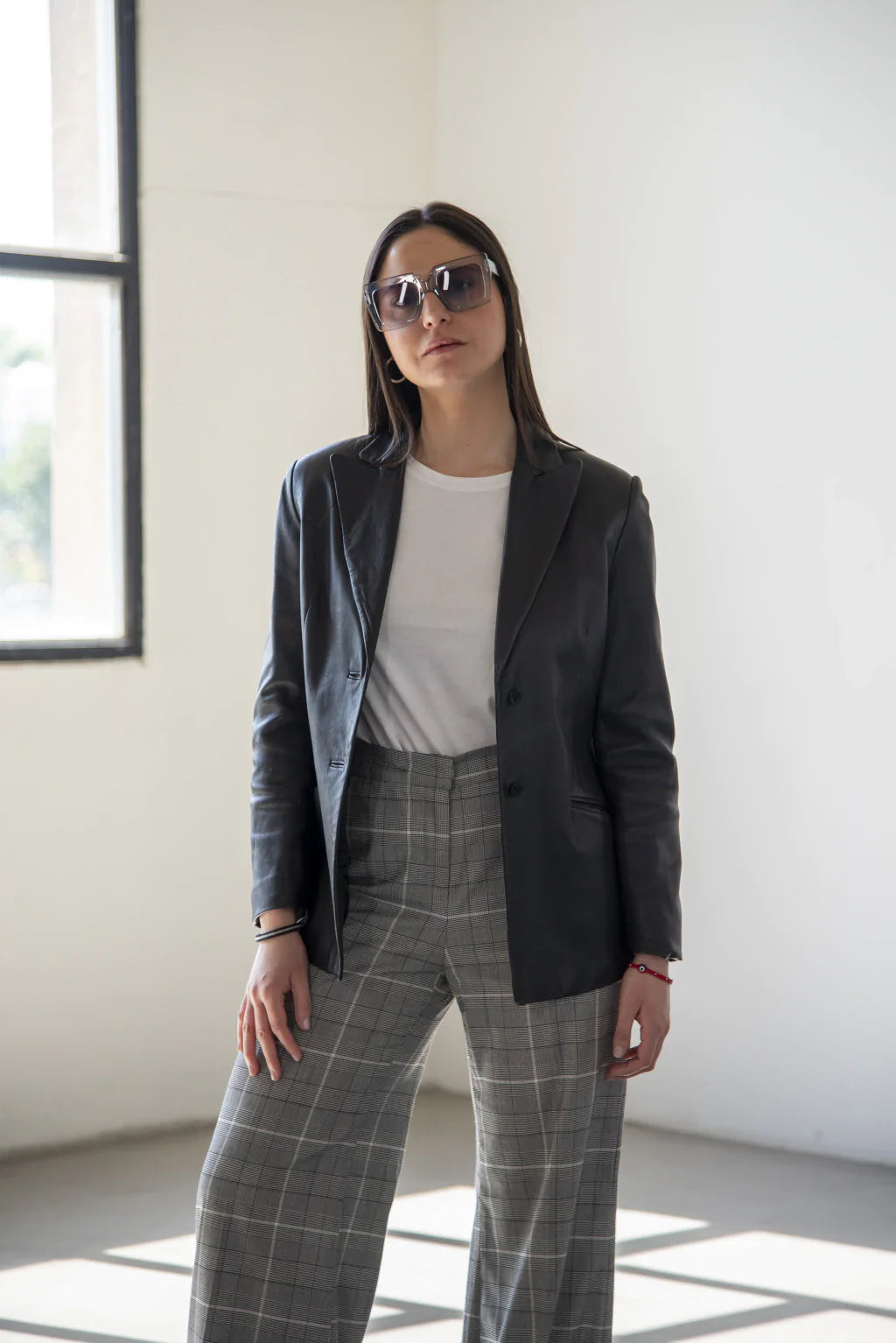 Black Leather Blazer For Women