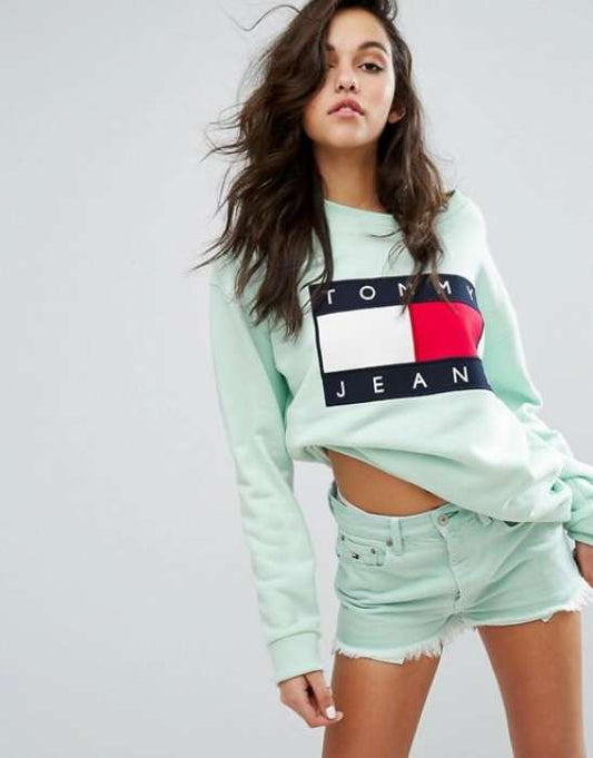 Fit Right Multicolor Crop Sweatshirt For Women - AceCart Warm Hooded Sweatshirt in Blue