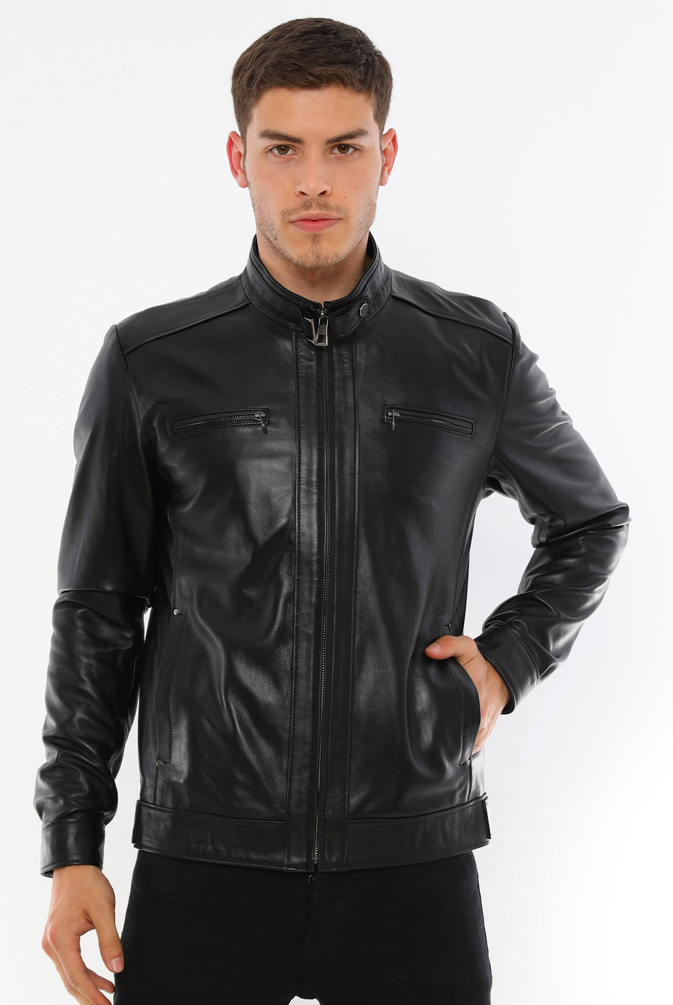 Tom Black Biker Leather Jacket For Men's