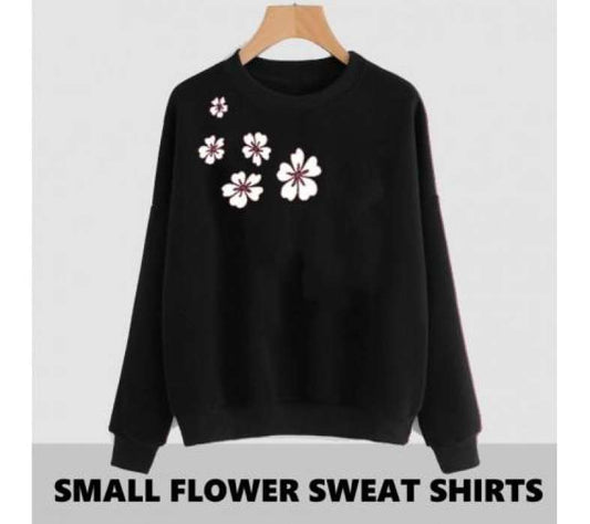 Black Side Flower Printed SweatShirt - AceCart Warm Hooded Sweatshirt in Black