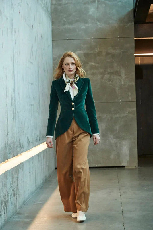 Ace Green Velvet Women Blazer Pierre