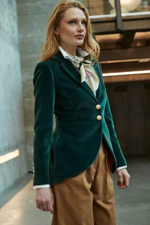 Ace Green Velvet Women Blazer Pierre