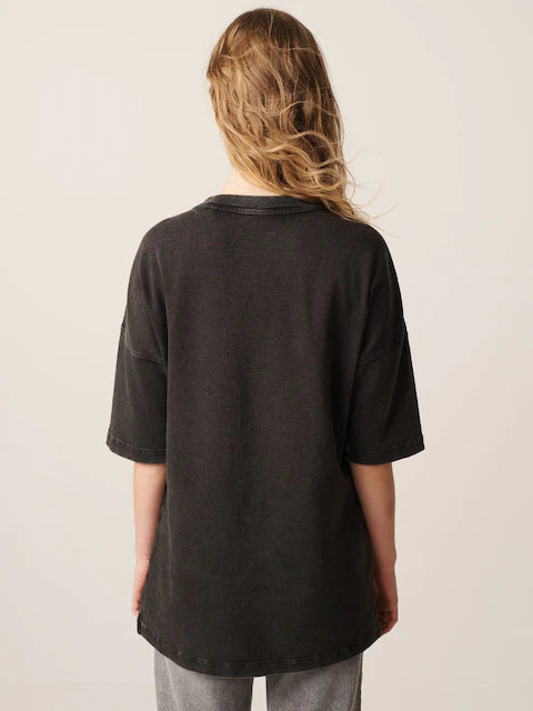Charcoal Grey Cotton Relaxed Fit Oversized T-Shirt For Women's