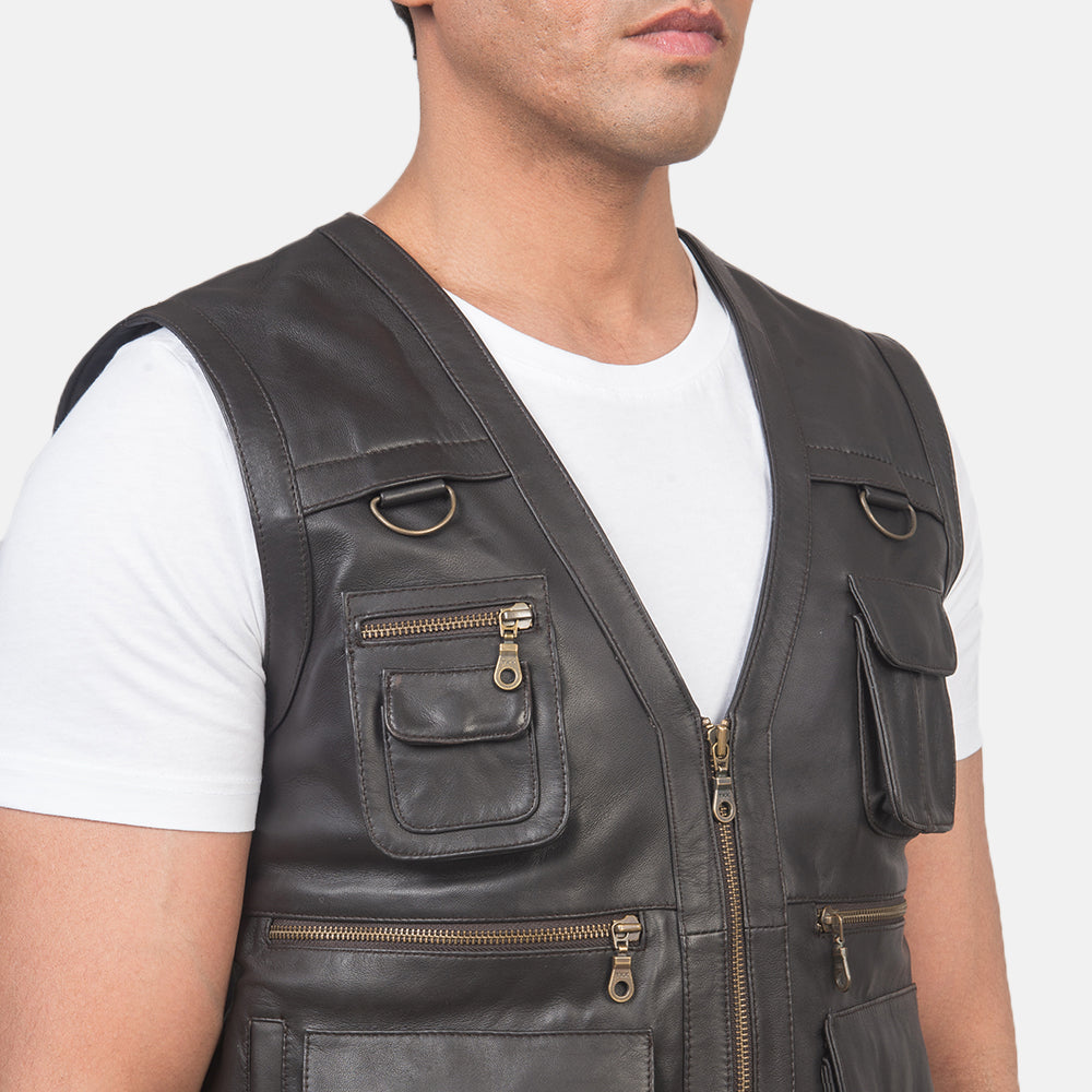 Ace Safari Brown Premium Leather Vest