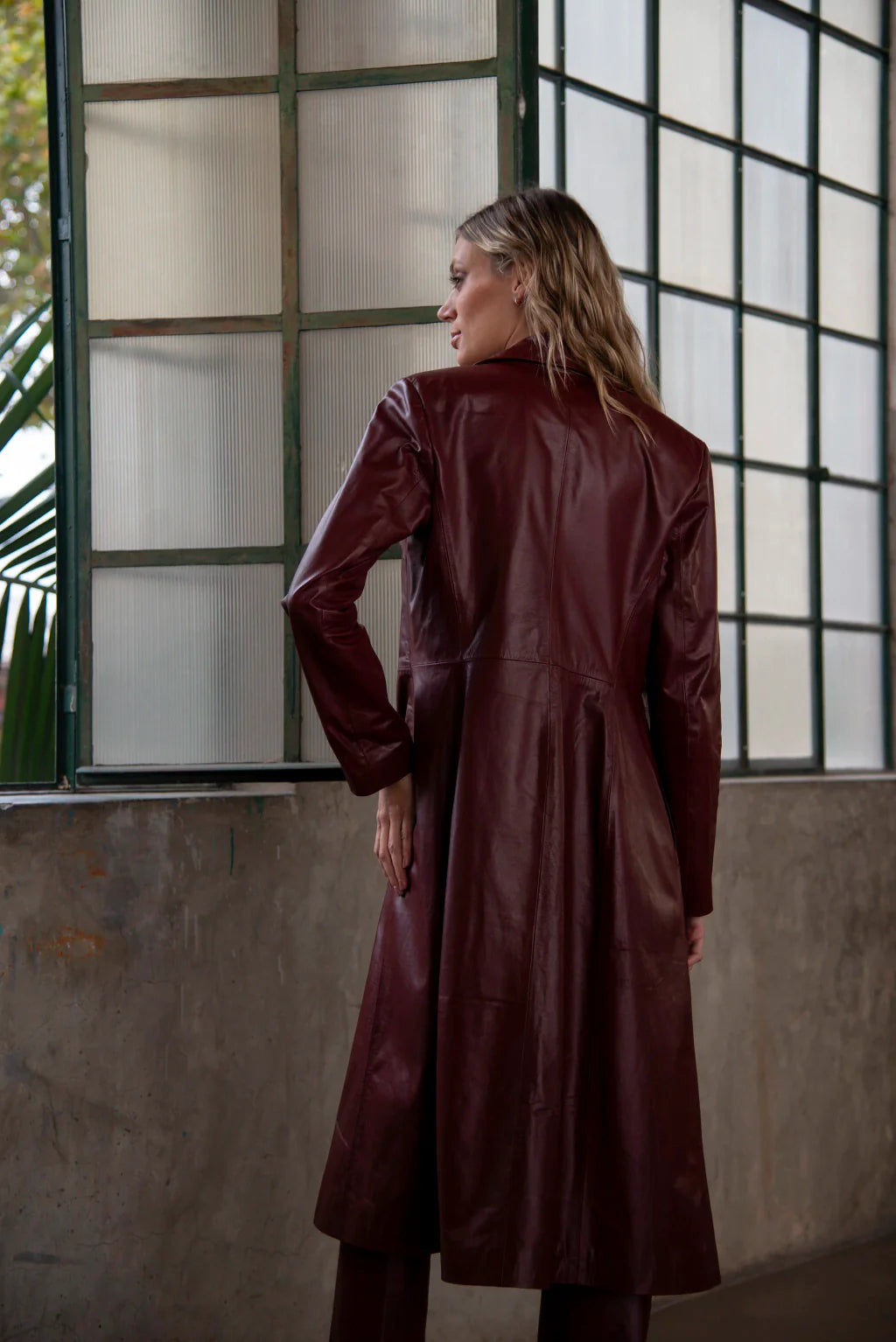 Maroon Leather Coat For Women