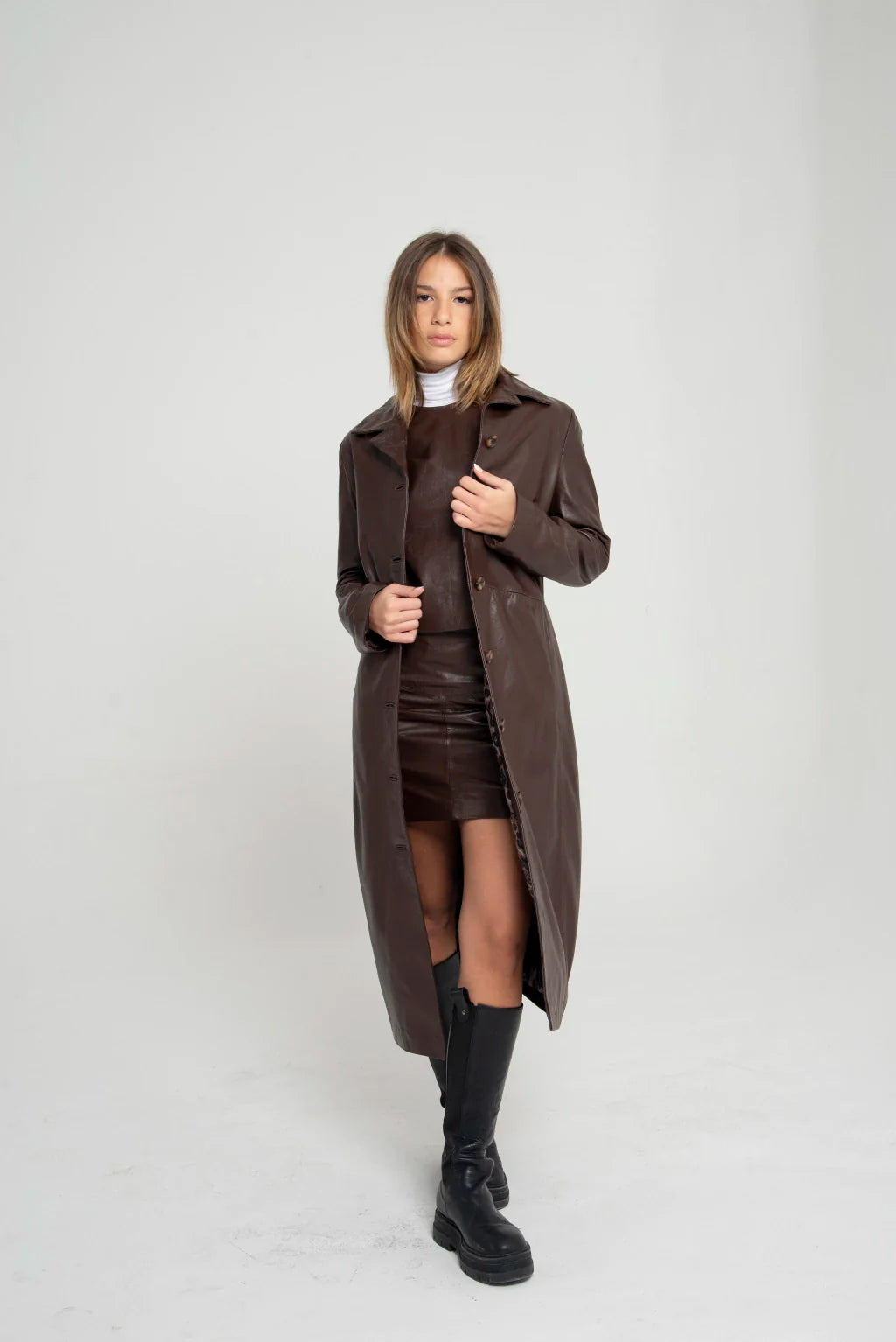 Brown Leather Coat For Women