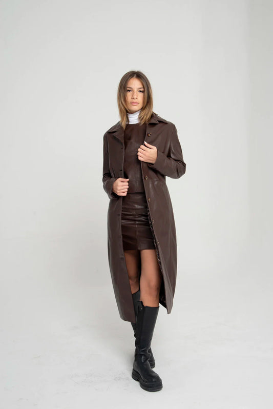 Brown Leather Coat For Women