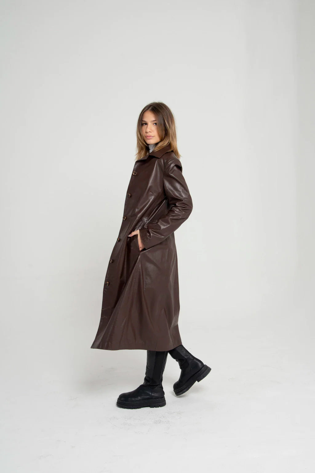 Brown Leather Coat For Women