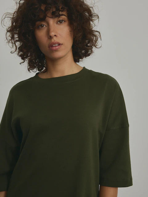 Forest Green Cotton Relaxed Fit Oversized T-Shirt For Women's
