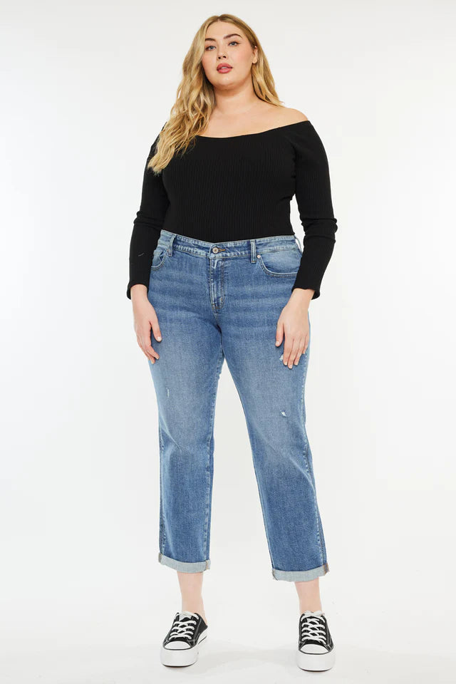 Yvonne Mid Rise Slim Boyfriend Jeans (Plus Size)