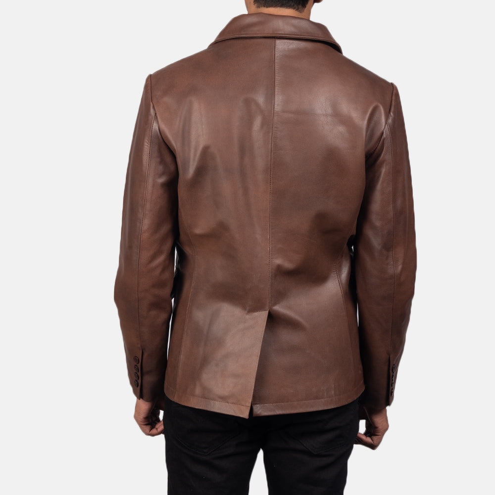 Ace Brown Genuine Leather Naval Peacoat