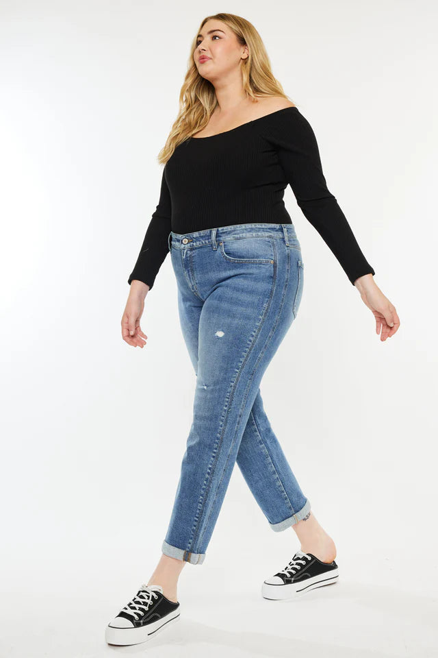Yvonne Mid Rise Slim Boyfriend Jeans (Plus Size)