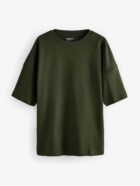 Forest Green Cotton Relaxed Fit Oversized T-Shirt For Women's