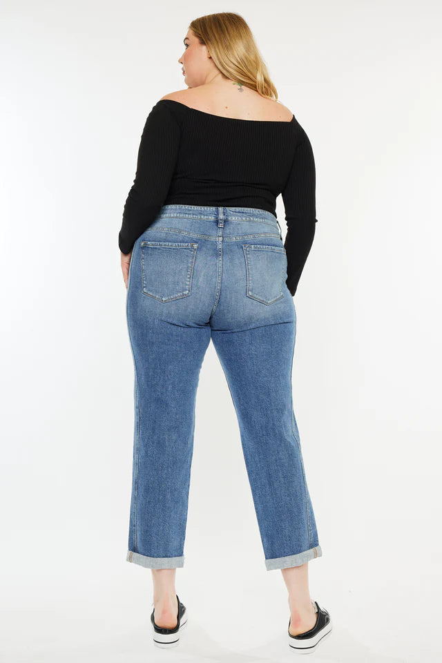 Yvonne Mid Rise Slim Boyfriend Jeans (Plus Size)