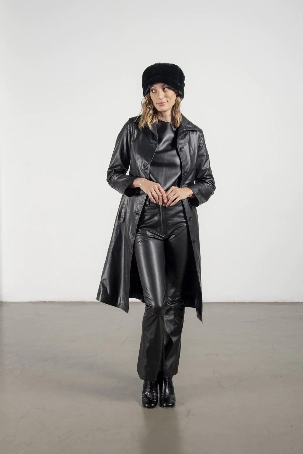 Ace Black Leather Coat For Women