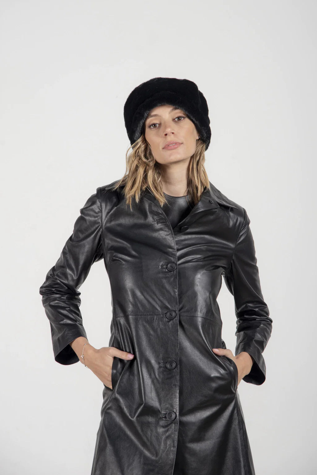 Ace Black Leather Coat For Women