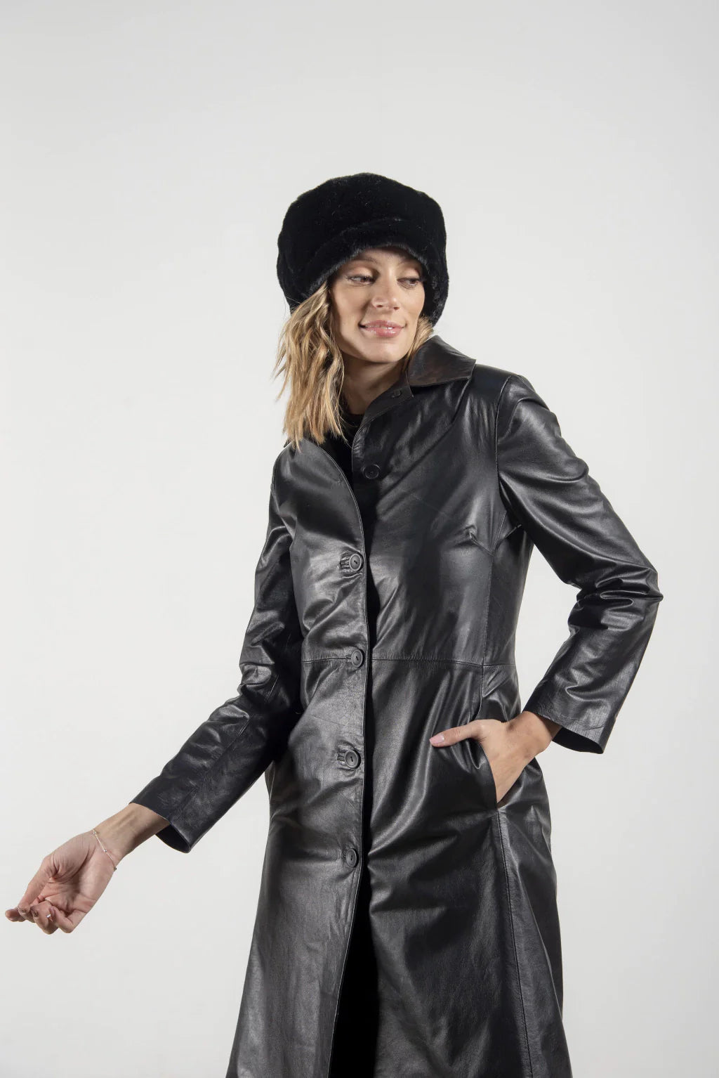 Ace Black Leather Coat For Women