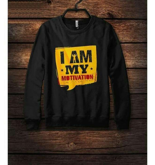 Black Round Neck Printed Sweatshirt For womens - AceCart Warm Hooded Sweatshirt in Black