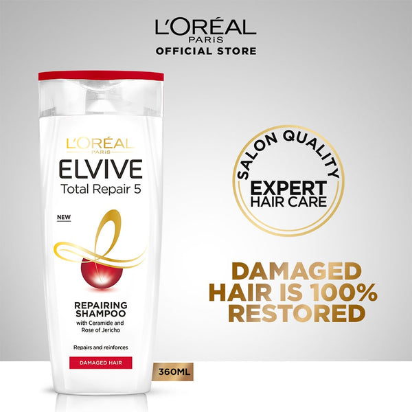 L'Oreal Paris Elvive Total Repair 5 Shampoo 360 Ml - For Damaged Hair - Front View