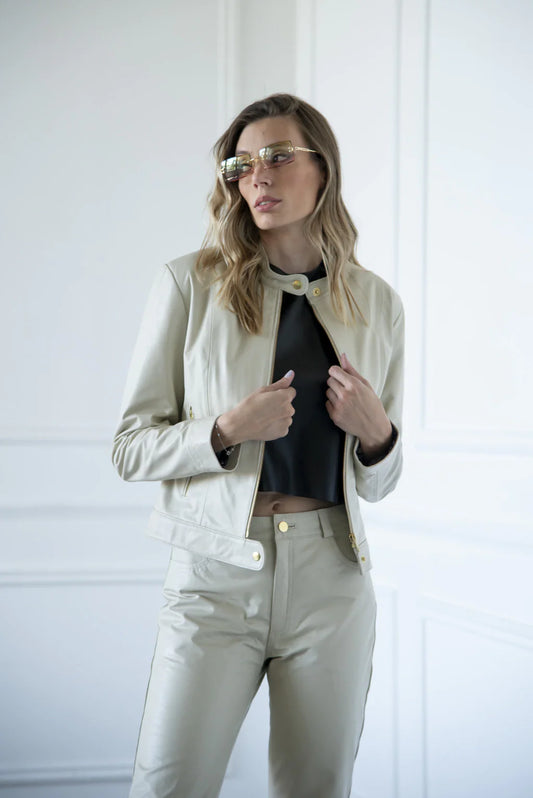 Off White Women Biker Leather Jacket