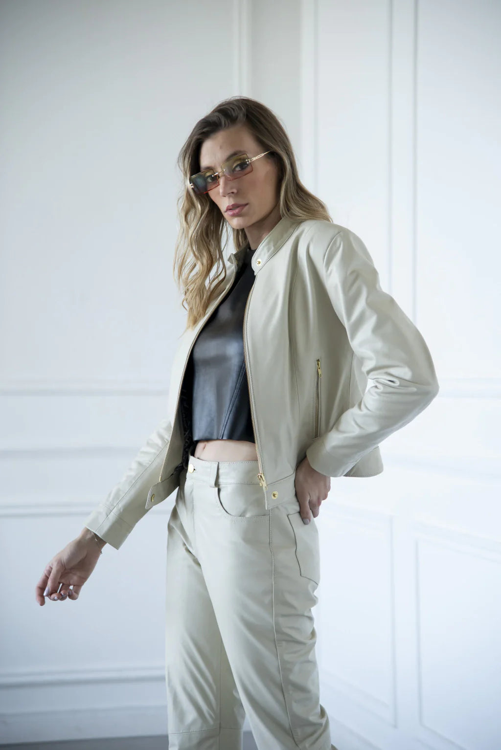 Off White Women Biker Leather Jacket