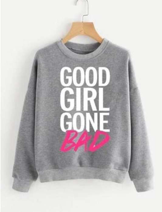 Good Gone Bad Printed Sweatshirt Grey - AceCart Warm Hooded Sweatshirt in Grey