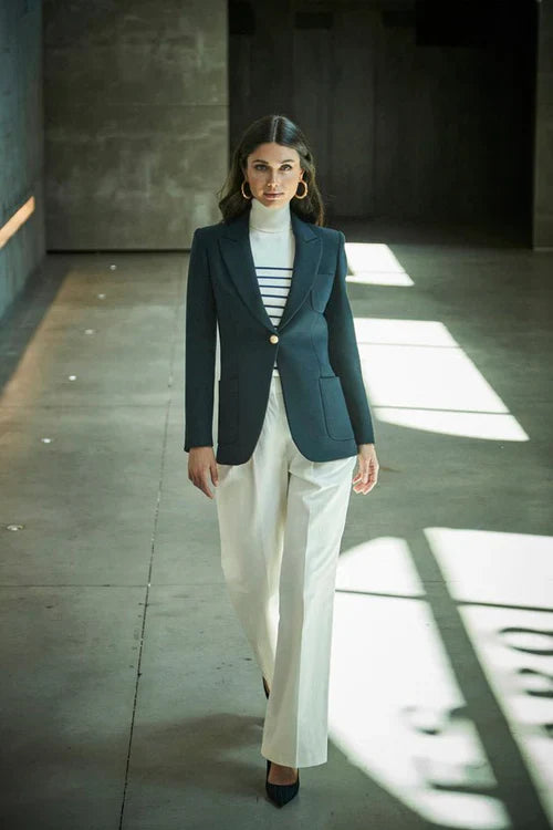 Ace Navy Bandetta Women Blazer with Plastron Pockets